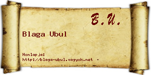 Blaga Ubul névjegykártya